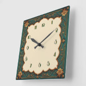 Art Deco Grün Quadratische Wanduhr (Winkel)