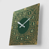 Art Deco Grün Quadratische Wanduhr (Winkel)