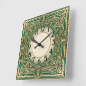 Art Deco Grün Quadratische Wanduhr (Winkel)