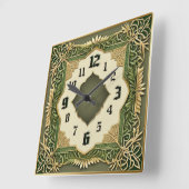 Art Deco Grün Quadratische Wanduhr (Winkel)