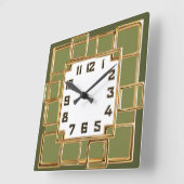Art Deco Grün Quadratische Wanduhr (Winkel)