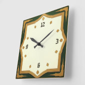 Art Deco Grün Quadratische Wanduhr (Winkel)