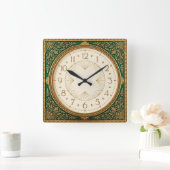 Art Deco Grün Quadratische Wanduhr (Zuhause)