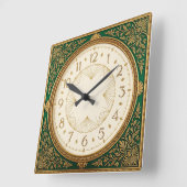 Art Deco Grün Quadratische Wanduhr (Winkel)