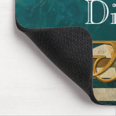 Art Deco Grün und Gold Streifen Personalisiert Mousepad (Ecke)