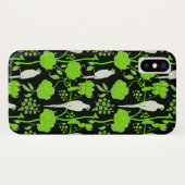 ART DECO GRÜNE BLUME, WEISSE TEILE AUF SCHWARZ Case-Mate iPhone HÜLLE (Rückseite (Horizontal))