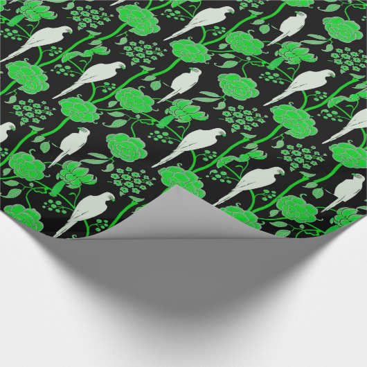 ART DECO GRÜNE BLUME, WEISSE TEILE AUF SCHWARZ GESCHENKPAPIER (Ecke)