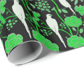 ART DECO GRÜNE BLUME, WEISSE TEILE AUF SCHWARZ GESCHENKPAPIER (Rolleneckpunkt)