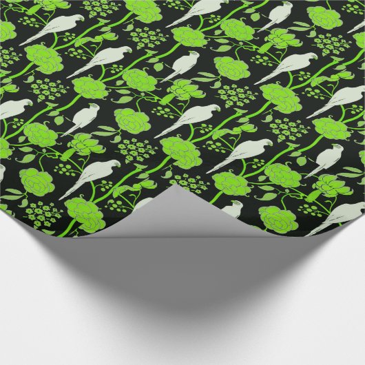 ART DECO GRÜNE BLUME, WEISSE TEILE AUF SCHWARZ GESCHENKPAPIER (Ecke)