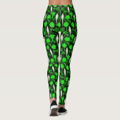 ART DECO GRÜNE BLUME, WEISSE TEILE AUF SCHWARZ LEGGINGS (Rückseite)
