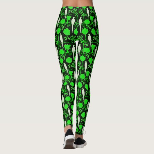 ART DECO GRÜNE BLUME, WEISSE TEILE AUF SCHWARZ LEGGINGS (Rückseite)