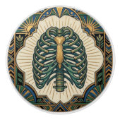 Art Deco Grüner Rippenkäfig Skelett Anatomisch Keramikknauf (Vorderseite)