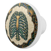 Art Deco Grüner Rippenkäfig Skelett Anatomisch Keramikknauf (Rechts)