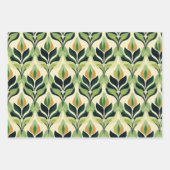 Art Deco Grünes Blatt Verpackungspapier Flachblatt (Vorderseite)