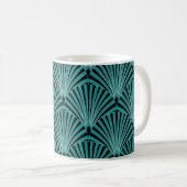 Art Deco: grünes Fächermuster. Kaffeetasse (VorderseiteRechts)
