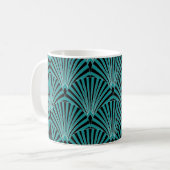 Art Deco: grünes Fächermuster. Kaffeetasse (Vorderseite Links)
