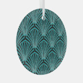 Art Deco: grünes Fanmuster. Ornament Aus Glas (Vorderseite Rechts)