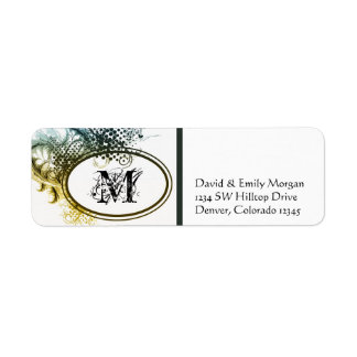 Art Deco Grunge Monogram Address Labels