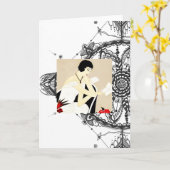 Art-Deco-Grußkarte Karte (Gelbe Blume)