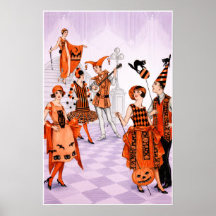 Art Deco Halloween-Illustration – Vintage 1920er J Poster