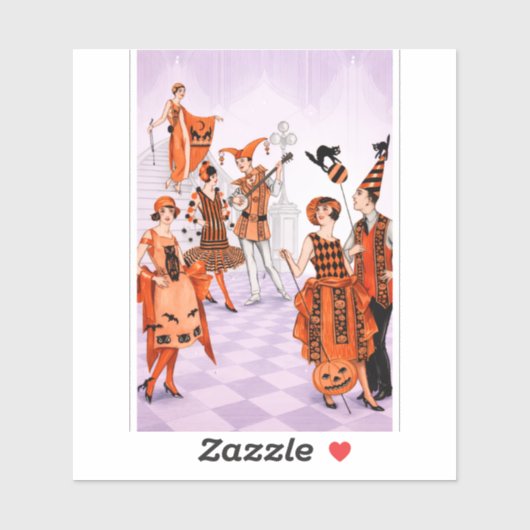 Art Deco Halloween Illustration – Vintage 1920s Aufkleber (Blatt)