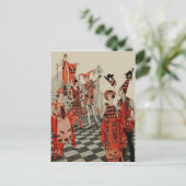 Art Deco Halloween-Party Black Cat Becken Postkarte (Stehend Vorderseite)