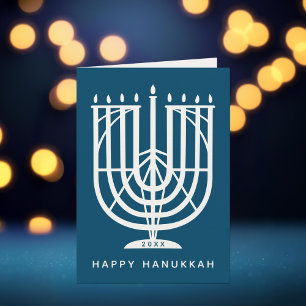 Art Deco Hanukkiah Menorah Happy Hanukkah Holiday Feiertagskarte