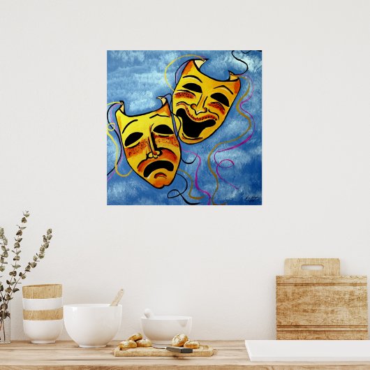 ART DECO HAPPY AND SAD POSTER (Küche)