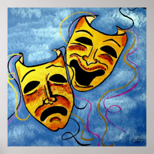 ART DECO HAPPY AND SAD POSTER