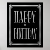 Art Deco Happy Birthday GATSBY Print silber Poster (Vorne)