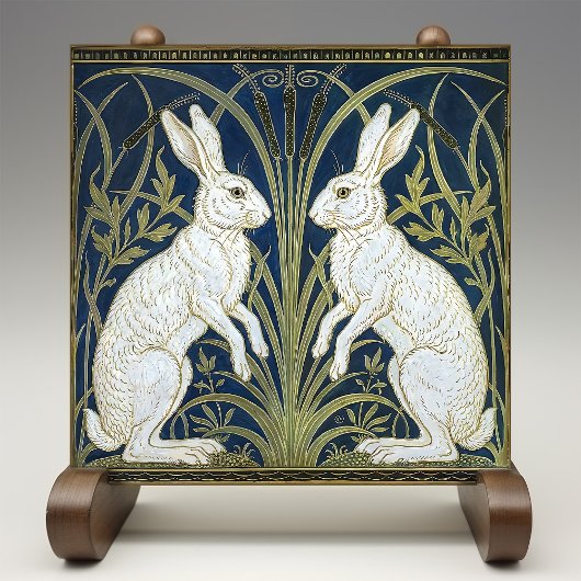 Art Deco Hares Wall Decor Art Nouveau Rabbit Fliese