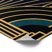 Art Deco Harpist Silhouette Poster Gold and Black  (Ecke)