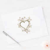 Art Deco Heart Ovaler Aufkleber (Umschlag)