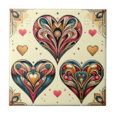 Art Deco Hearts Fliese (Vorderseite)