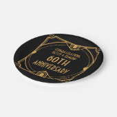 Art Deco heißt Schwarz 60. Hochzeit Pappteller (Schrägansicht)