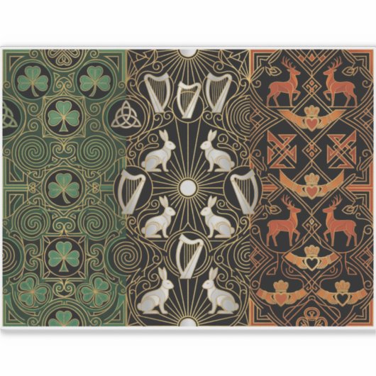 Art Deco Heritage Flag | Ireland | Vintage Decal Aufkleber (Vorderseite)