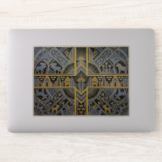 Art Deco Heritage Flag | Sweden | 1920s Decal Aufkleber (Computer)