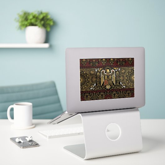 Art Deco Heritage-Flagge | Spanien | Klassischer A Aufkleber (Laptop auf Schreibtisch)