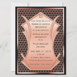 Art Deco Herz & Seele Kupferjüdische Hochzeit Einladung