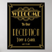 Art Deco Herzlich willkommen bei unserem Empfang Poster (Vorne)