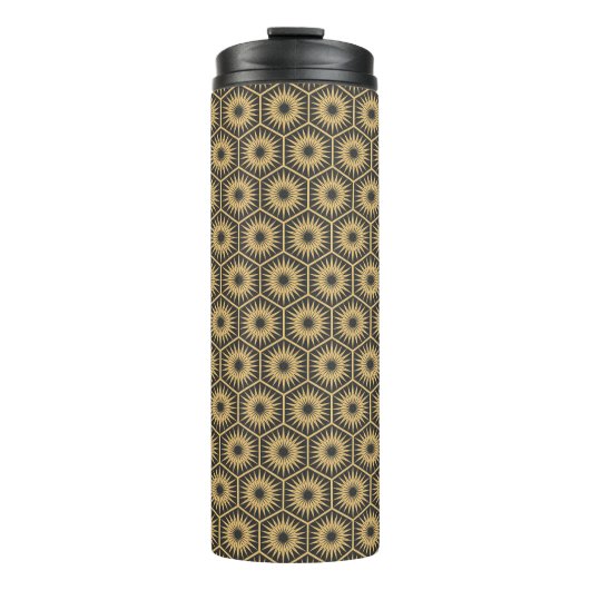 Art Deco: Hexagonal Vintage Tapete Thermosbecher (Vorderseite)