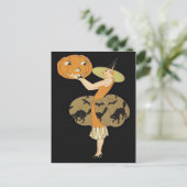 Art Deco Hexe Kürbislaterne Pumpkin Black Cat Postkarte (Stehend Vorderseite)