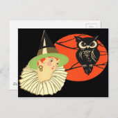 Art Deco Hexenschale Vollmond Postkarte (Vorne/Hinten)