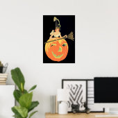 Art Deco Hexo Kürbislaterne Pumpkin Broom Poster (Heimbüro)