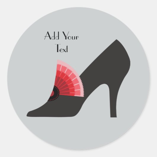 Art Deco High Heel Sticker in Rot & Schwarz (Vorderseite)
