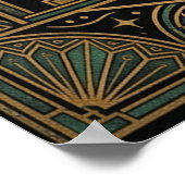 Art Deco Himmel Mond Ziggurat Poster | Gold Tee (Ecke)