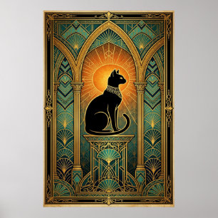 Art Deco Himmels- Wende- Katze Wandkunst Poster