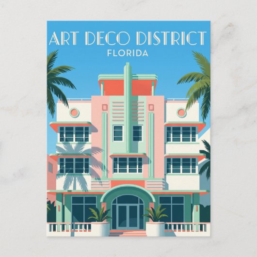 Art Deco Historic District USA Postkarte (Vorderseite)