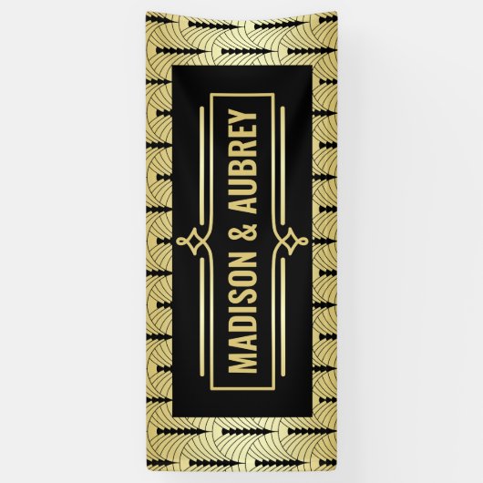 Art Deco Hochzeit Abendessen Abendessen Party Schw Banner (Vertikal)