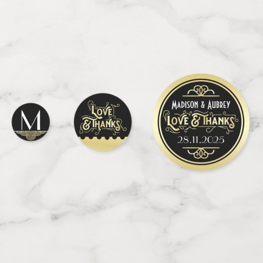 Art Deco Hochzeit Abendessen Abendessen Party Schw Konfetti (Vorderseiten)